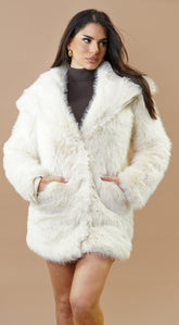 Cascade Faux Fur Coat - Ivory